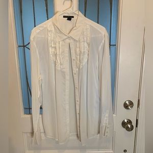 Gap White Button Down with Ruffles